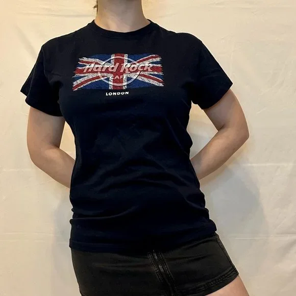 Vintage y2k Hard Rock Cafe London Navy Graphic Tee - XL - Picture 2 of 9